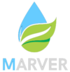 Logo écologique Marver avec goutte d’eau et feuilles vertes, plomberie chauffage climatisation Hautes-Pyrénées